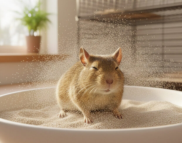 Degu bagno sabbia - Clinica Veterinaria Gaia Ancona - Animali Esotici